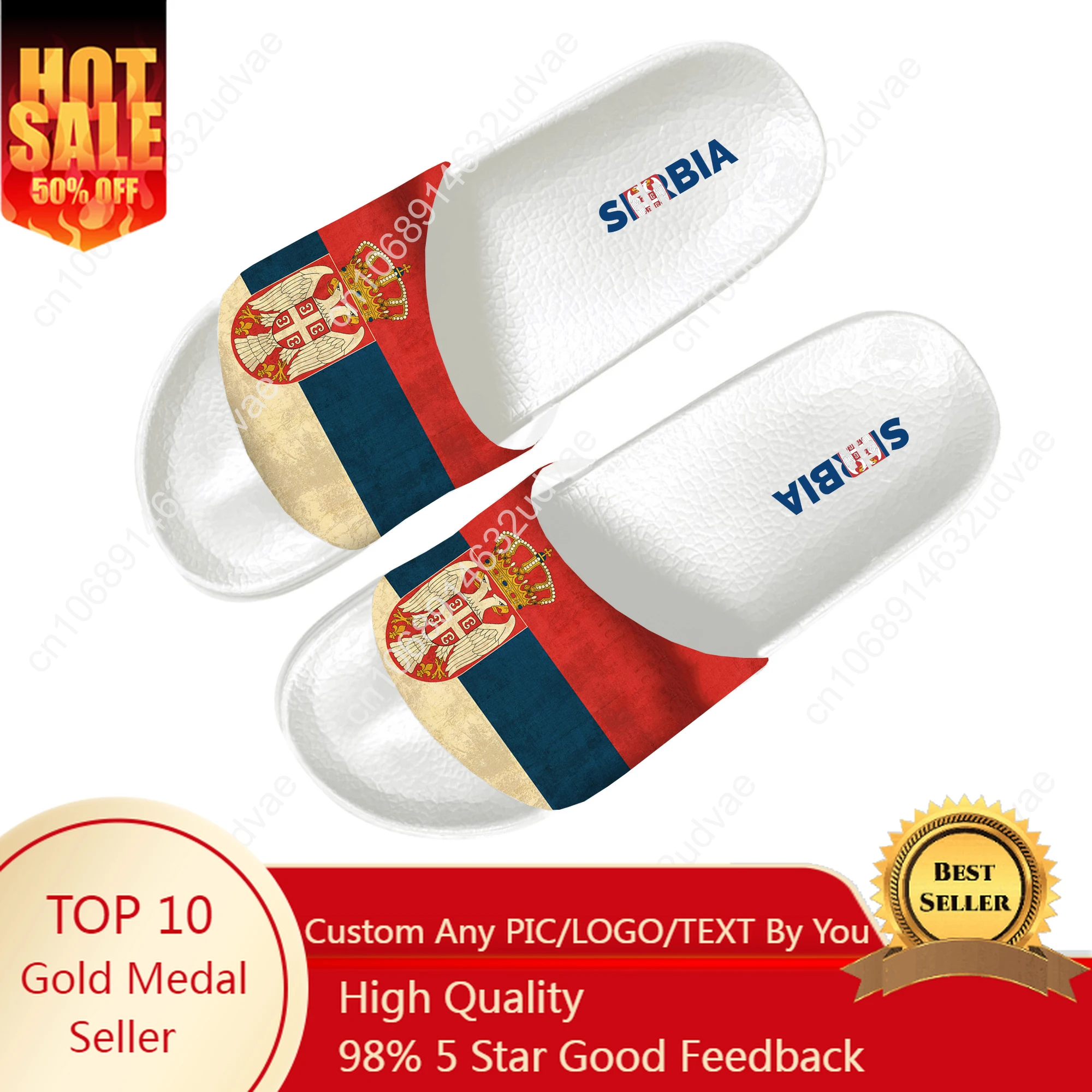 

Serbian Flag Slippers Home Customized Water Shoes Men Women Teenagers Bathroom Beach Sandals That Can Be Worn Outside