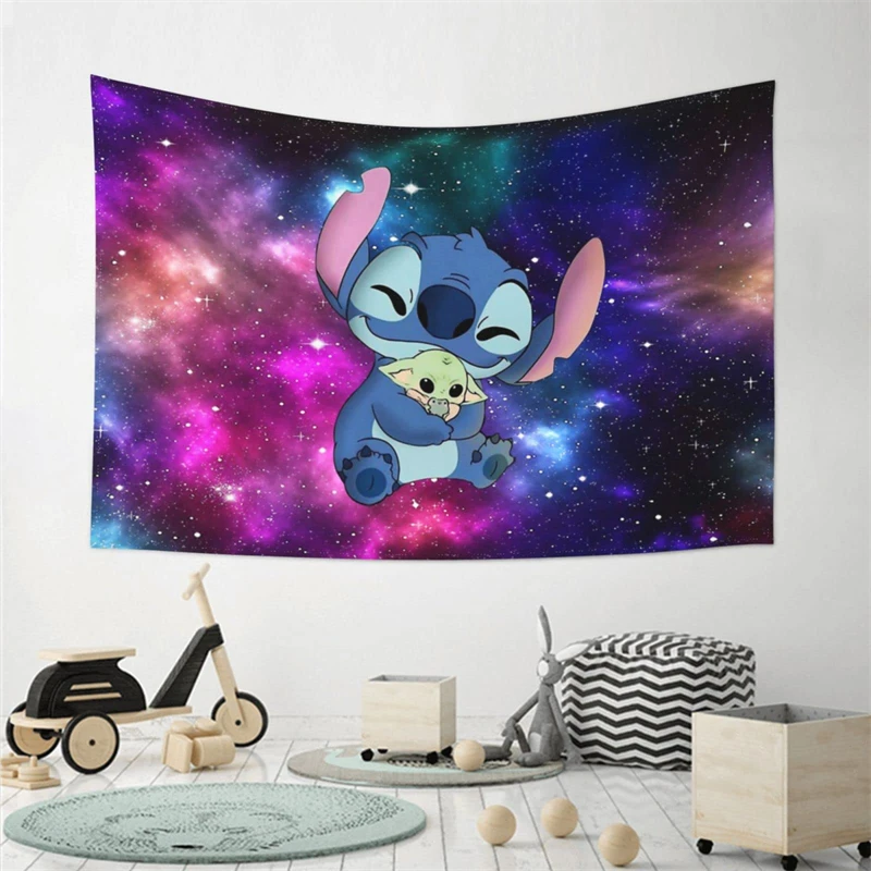 Disney Stitch Cute Cartoon Tapestry Wall Art Tapestry Wall Hanging Home Decoration Bedroom Living Room Dormitory Background Gift