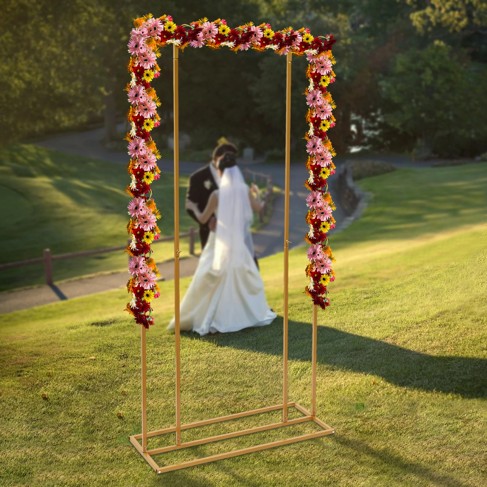 

Золотая прочная металлическая подставка для свадебного фона (6,56x3,28 футов), воздушный шар/цветочный декор для свадеб, садовых мероприятий и приема