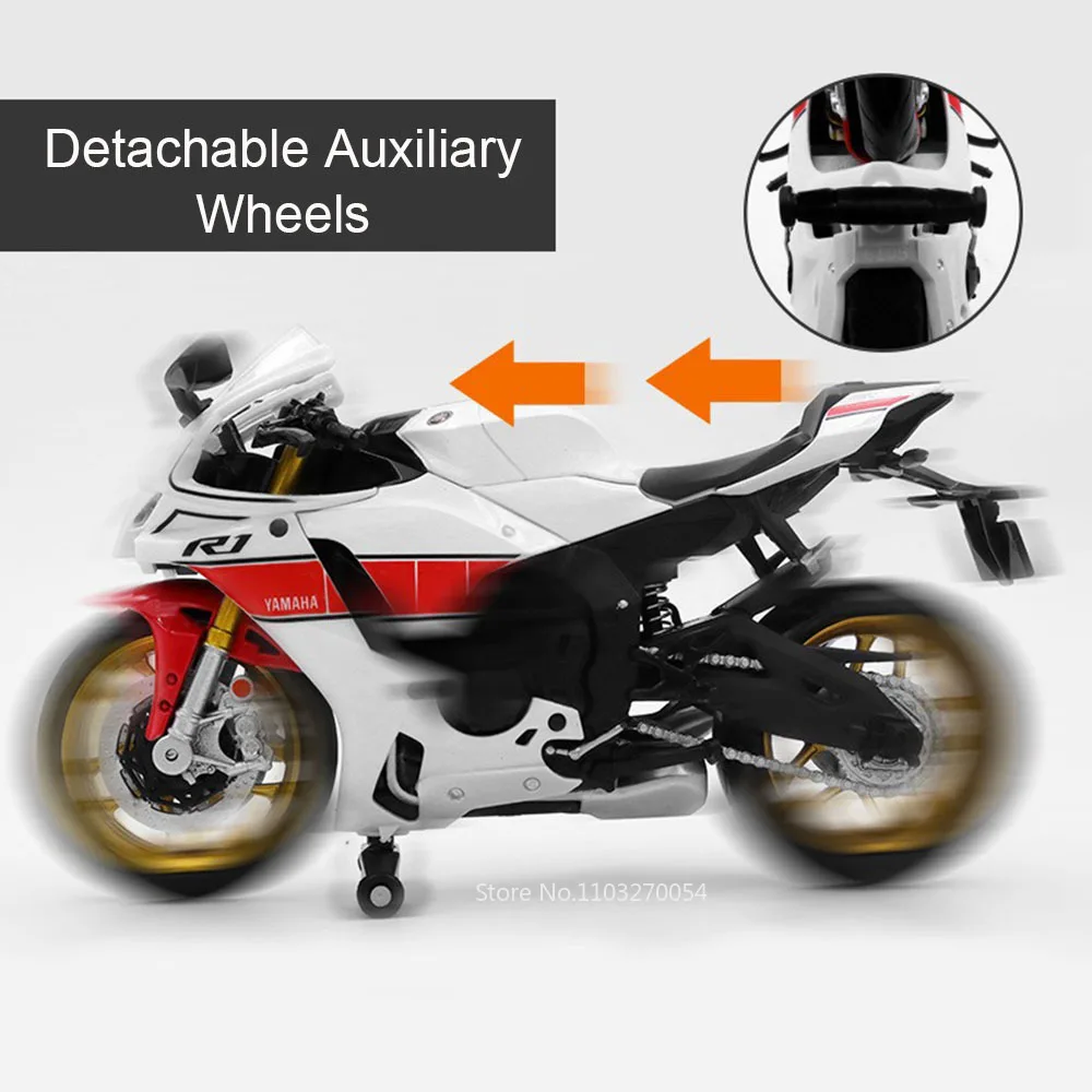مقياس 1:12 ياماها YZF-R1M نموذج سيارة لعبة سباق الدراجات النارية محاكاة دييكاست الجبهة عجلة القيادة لعبة سلسلة الصبي هدية جمع #5