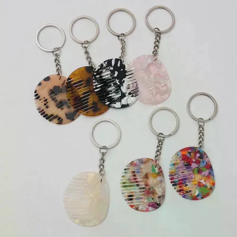 Cute Fashion Creativity Comb Acetate Keychain Anti Static Portable Comb Keychain Creative Backpack Decoration Accessories Gifts