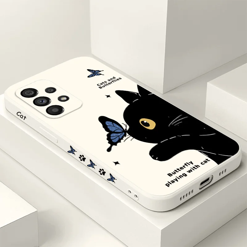 Cat Butterfly Case For Samsung Galaxy A73 A53 A33 A23 A13 A03 A72 A52 A52S A32 A22 A12 A02 A02S A71 A51 A31 A21S 4G 5G Cover