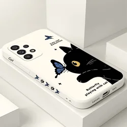 Cat Butterfly Case For Samsung Galaxy A73 A53 A33 A23 A13 A03 A72 A52 A52S A32 A22 A12 A02 A02S A71 A51 A31 A21S 4G 5G Cover