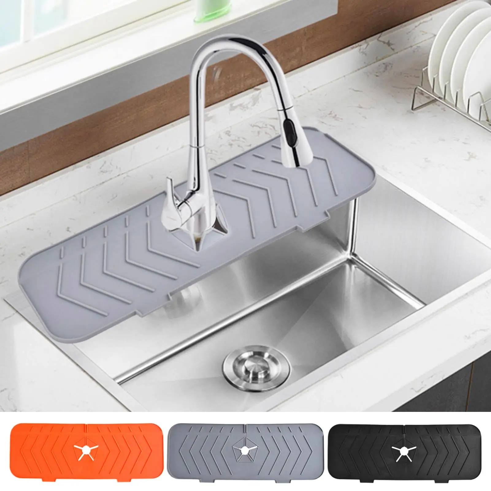 Silicone Sink Faucet Mat Faucet Absorbent Mat Sink Splash Guard Drain Pad Mats Sink Countertop Protector Kitchen Bath Gadgets