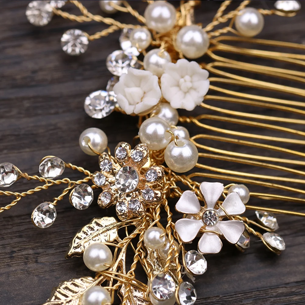 

Golden Hair Comb Elegant Wedding Accessories Women Alloy Crystal Bridal Combs Stylish Rhinestone Hair Decorations