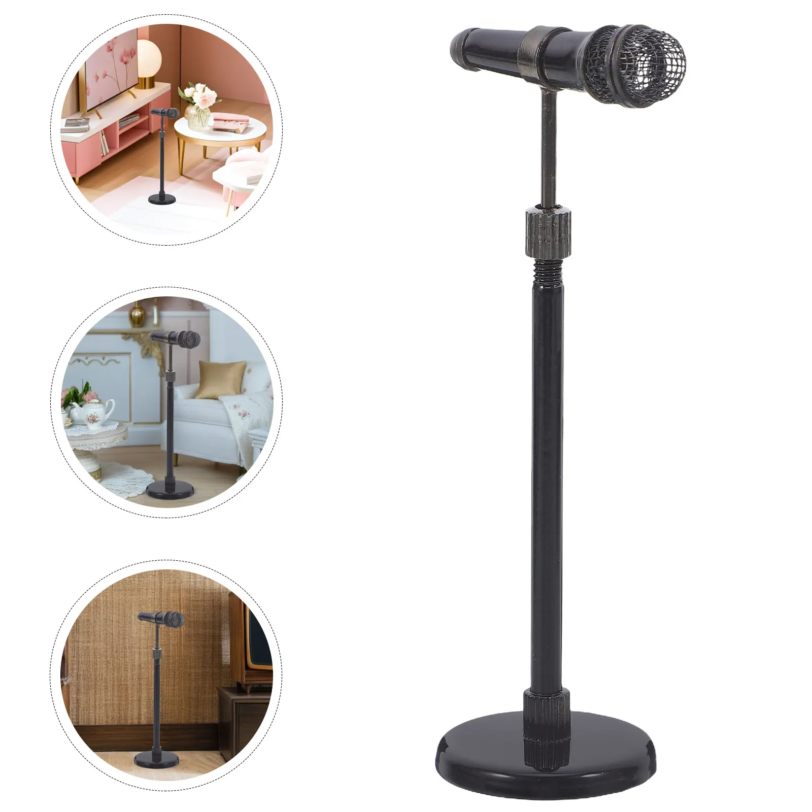 

Tiny Microphone Prop High Fidelity Finish for Dollhouse Accessories Musical Instruments Ornaments Realistic Look Pretend Play