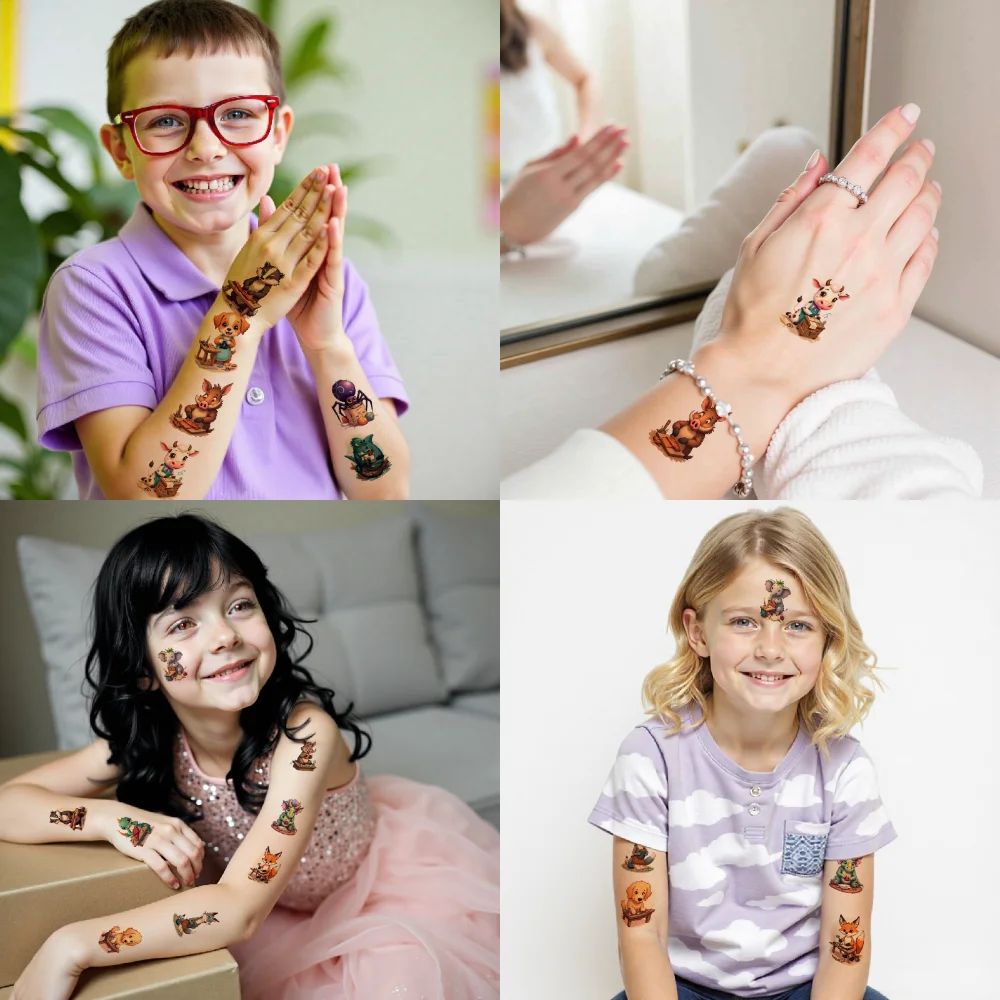 54pcs Temporary Tattoo Animal Stickers Temporary Tattoo Stickers Cute Stickers For Girls Shoulders Cheeks