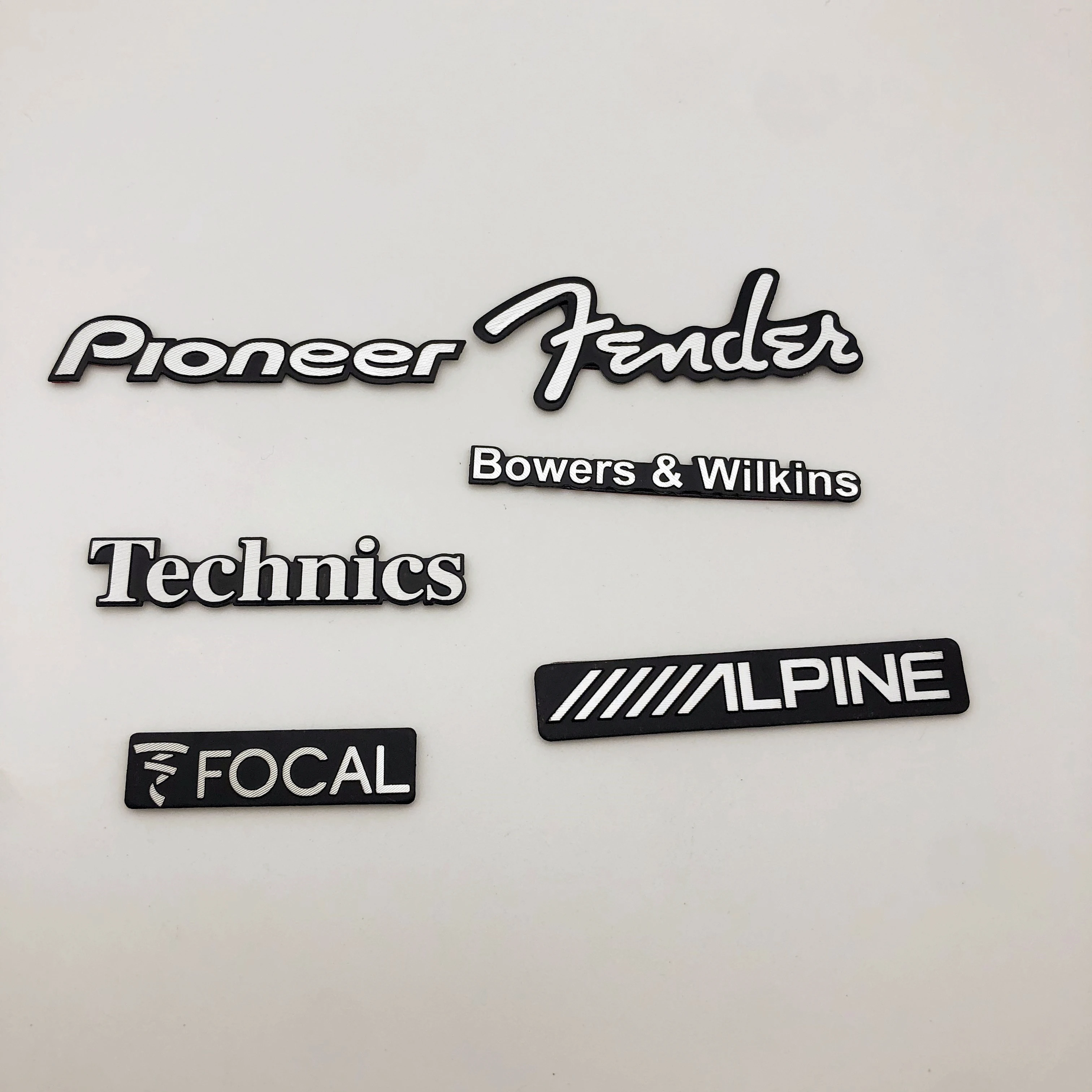 4 Stück FENDER FOCAL Pioneer Technics Bowers&Wilkins ////ALPINE 3D Aluminium Hi-Fi Lautsprecher Logo Audio Lautsprecher Emblem Stereo Aufkleber