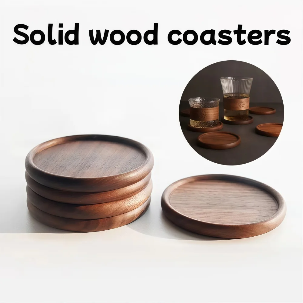 1 Stück Holzuntersetzer für Tee- und Kaffeetassen, Walnuss, Langlebig, Hitzebeständig, Runde Schalen- und Teekannenunterlage, Holz-Tischsets, Deko-Untersetzer für Zuhause