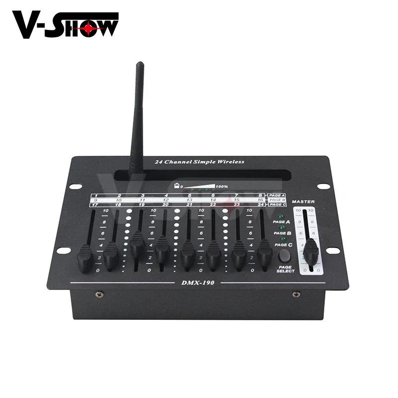 

VSHOW C24BW Portable Lithium Battery Mini 24 Channel Wireless DMX Controller for Battery Lighting or More RGB Lamp