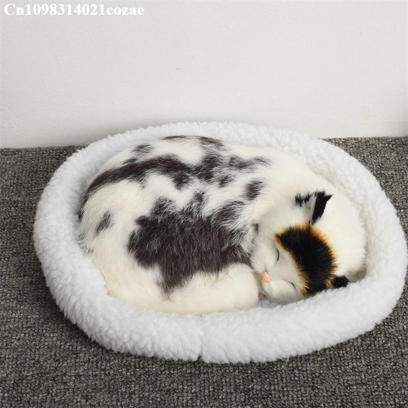 

Handmade Cute Simulation Plush Real Wool Sleeping Cats Decoration Car Center Console Decoration Automobiles Interior Accessories