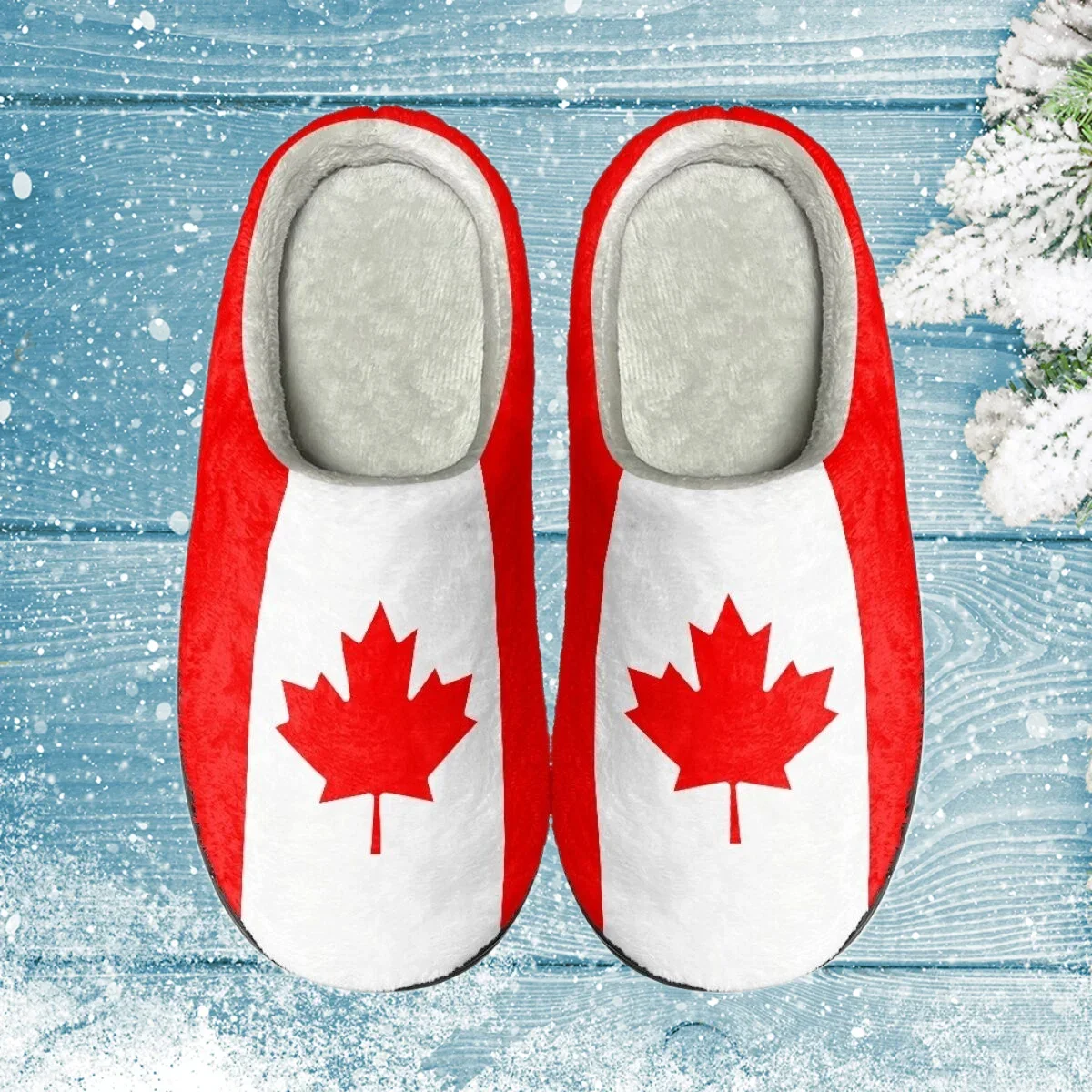 

Warm Canada Flag Indoor Slippers Anti-slip Cushion Shoes Winter Cotton Slippers National Day Celebration Gifts 2023