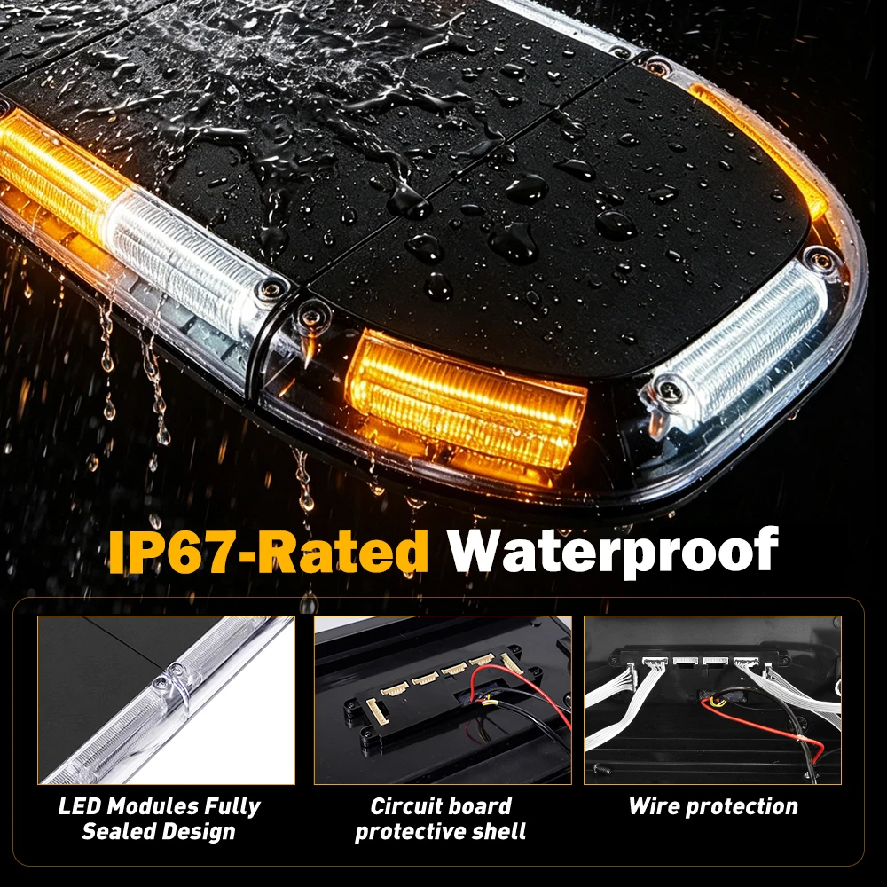 51inch IP67 Waterproof 12-24V Slim LED Strobe Warning Light Bar Multicolor Flashing Emergency Lamp for Truck Ambulance Vehicle