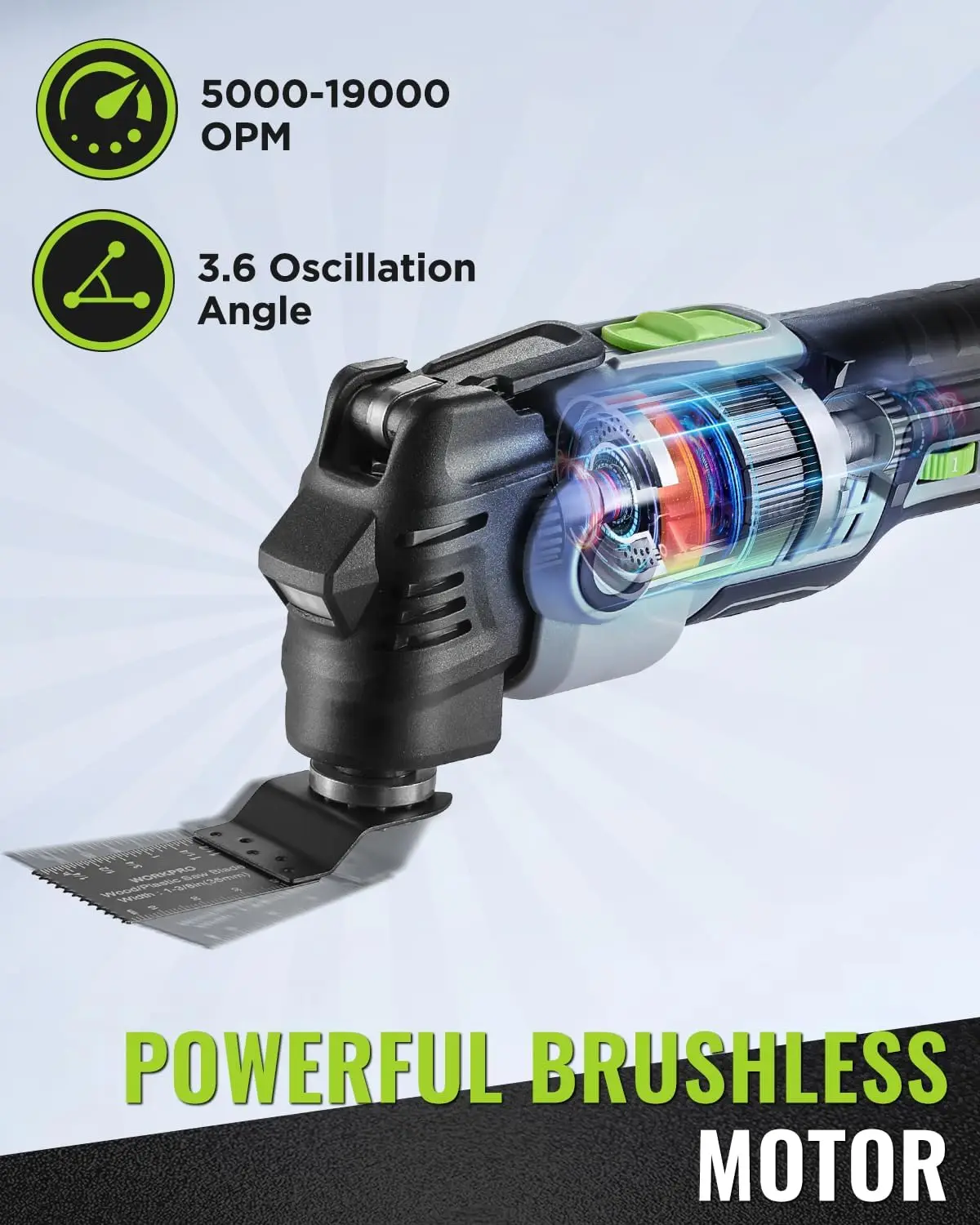 Cordless Oscillating Multi-Tool Kit with 19,000 RPM, 6 Speeds, 21 Accessories, Battery & Bag for DIY Projects