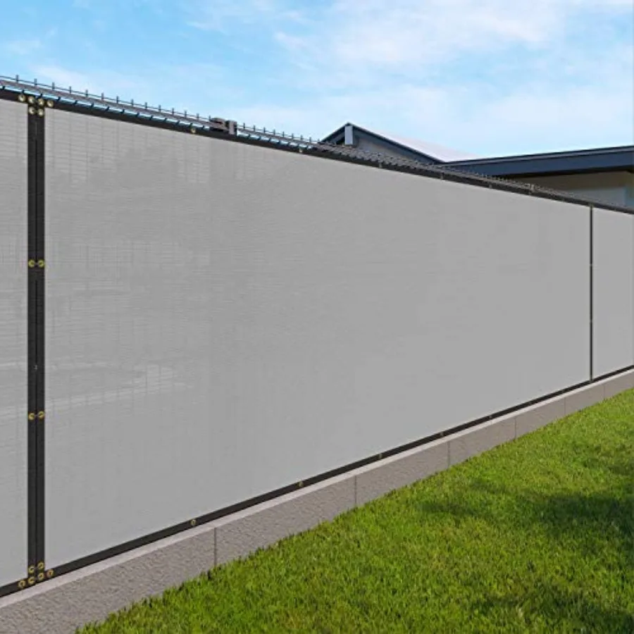 

Сетка-экран для забора 6' x 50' светло-серого цвета для сетчатого забора с латунными люверсами, ветрозащитная, для улицы, двора, сада