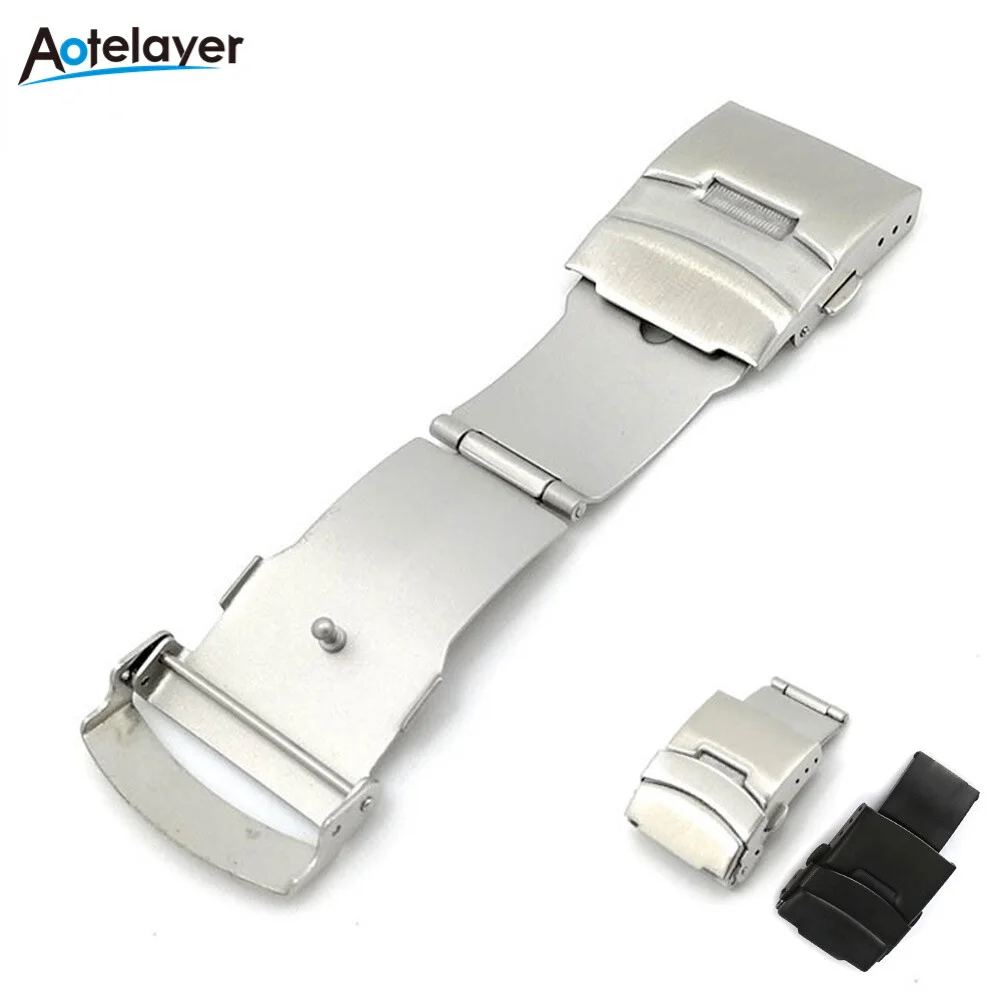 16mm 18mm 20mm 22mm 24mm Stainless Steel Watch Band Pin Buckle for Watch Folding Buckle Double Press Silver Watch Accessories