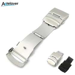 16mm 18mm 20mm 22mm 24mm Stainless Steel Watch Band Pin Buckle for  Watch Folding Buckle Double Press Silver Watch Accessories