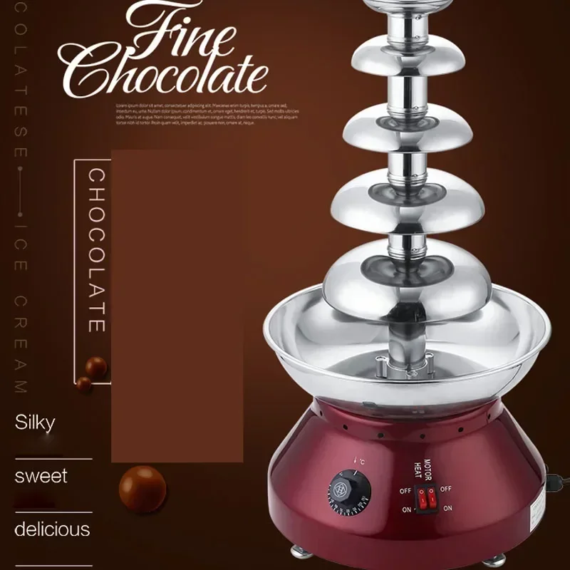 Máquina de fuente de Chocolate de cinco capas, torre de pulverización automática para el hogar, salón de bodas comercial, máquina de cascada para fiesta de Chocolate