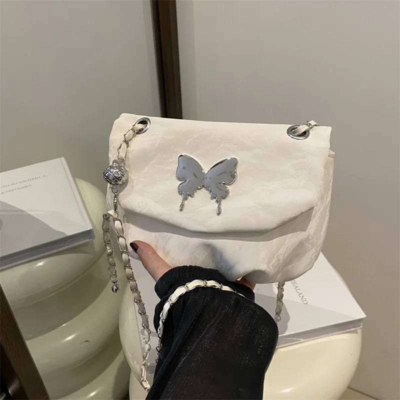 

Faionable Folded Single oulder Satchel Bag with Chain Decoration Versatile Crossbody Bag for Men And Women