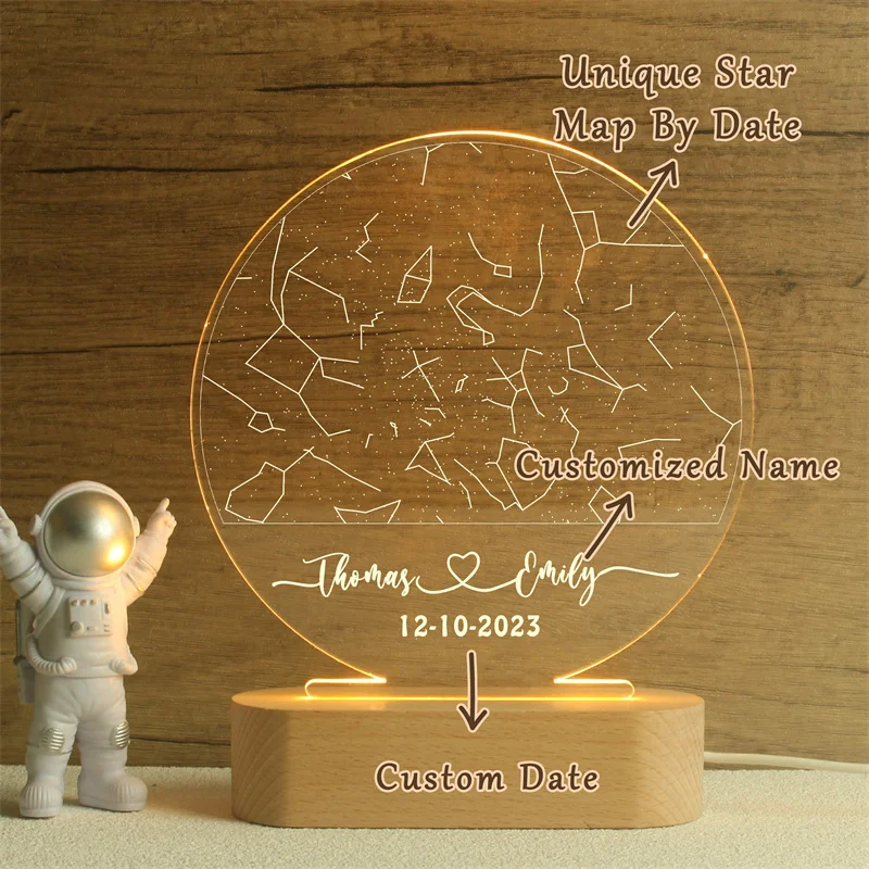 Custom Star Map By Date, Star Map Night Light, Personalized Constellation Map, Engagement Gift,Star Chart Gift,Gift For Couples