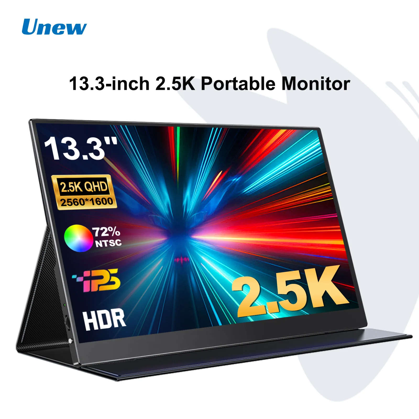 Unew Portable Monitor 13.3 inch 2560*1600 2.5K Gaming Display Screen HDMI Type-C for PS Xbox Switch Laptop Phone Tablet