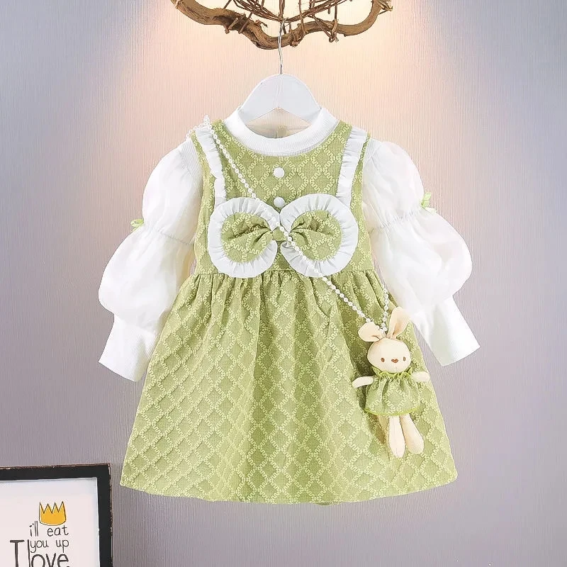 

Girls' Dress Spring and Autumn New Girl Baby Autumn Long sleeved Dress Children's Princess Dress Gifts Little Bear