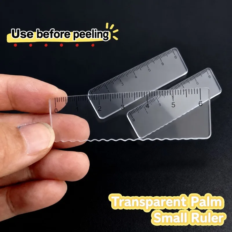 Transparent 6cm Mini Acrylic Palm Ruler with Wavy Edge Multifunctional Portable Straight Scale Student Drawing Tool Lightweight