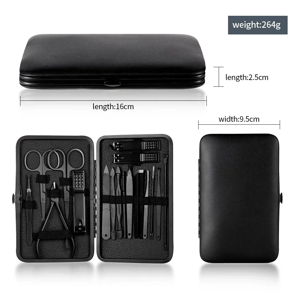 Stainless Steel Nail Clippers Set 7-18PCS Complete Manicure Pedicure Kit Nail Care Beauty Tools Grooming