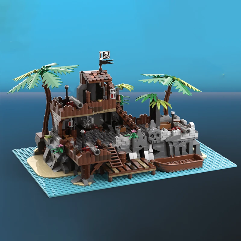 New 743PCS medieval Pirate Series MOC Caribbean Outpost model DIY creative ideas child Toy birthday Gift building blocks bricks