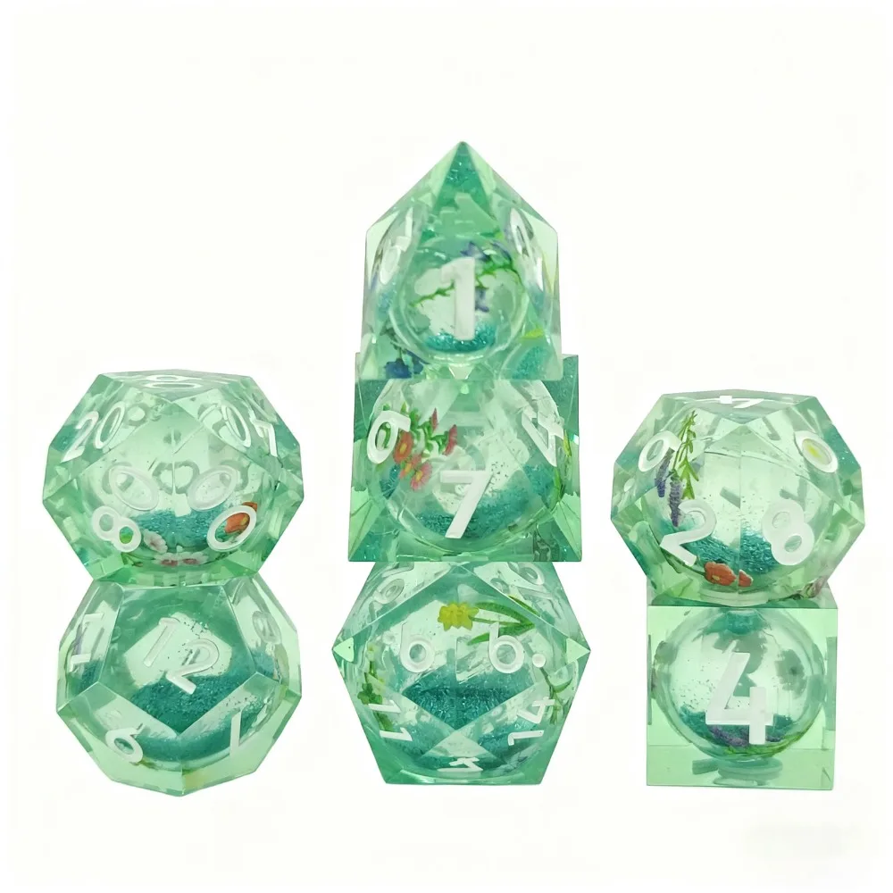 

7pcs/set Resin Shaker Dice Sharp-edged Polyhedral Dice Suitable for Role-Playing RPG Board Game Card Game Game Prop