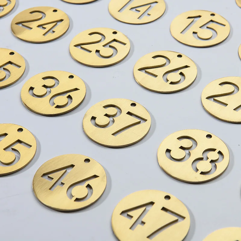 10PCS/Set Brass Number Plates Number Hangtags Labels Mark Signs Metal Number Markers For Keys Round Number Signs Tags