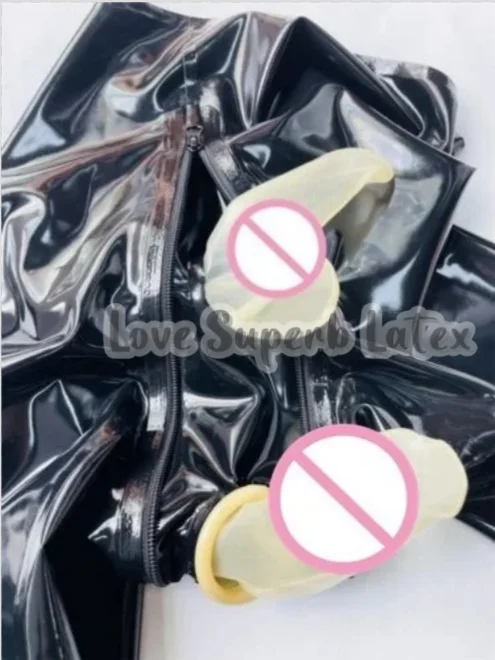 Leggings de látex negro para hombre con calcetines integrados en los dedos, dos fundas transparentes ocultas, para fiesta de cosplay de Halloween