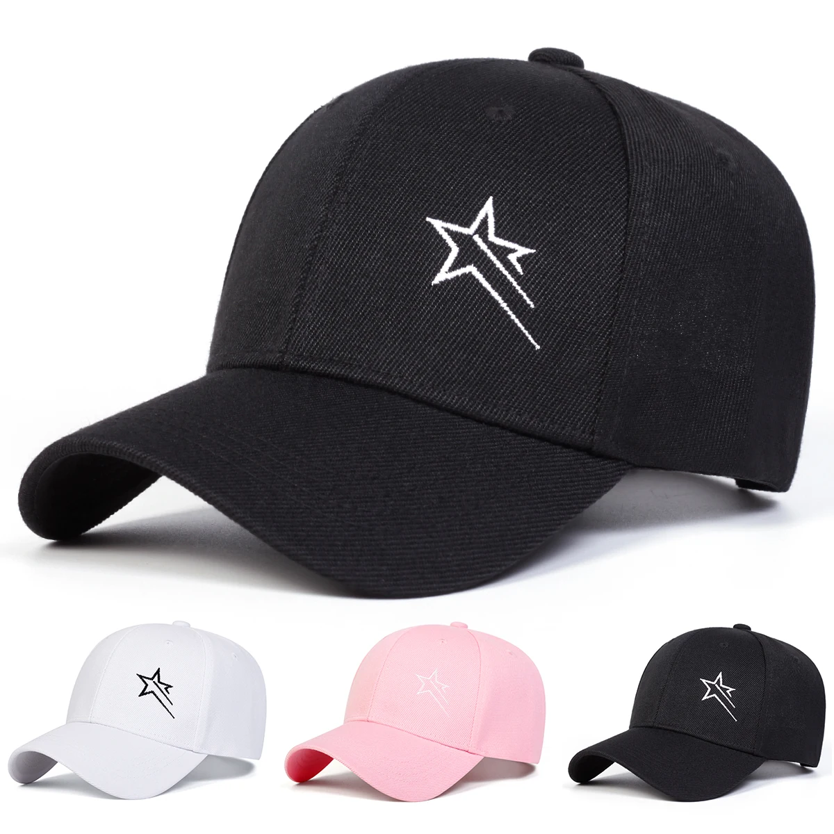 Unisex Five-pointed Star Embroidery Baseball Caps Spring Autumn Outdoor Adjustable Casual Hats Sunscreen Hat