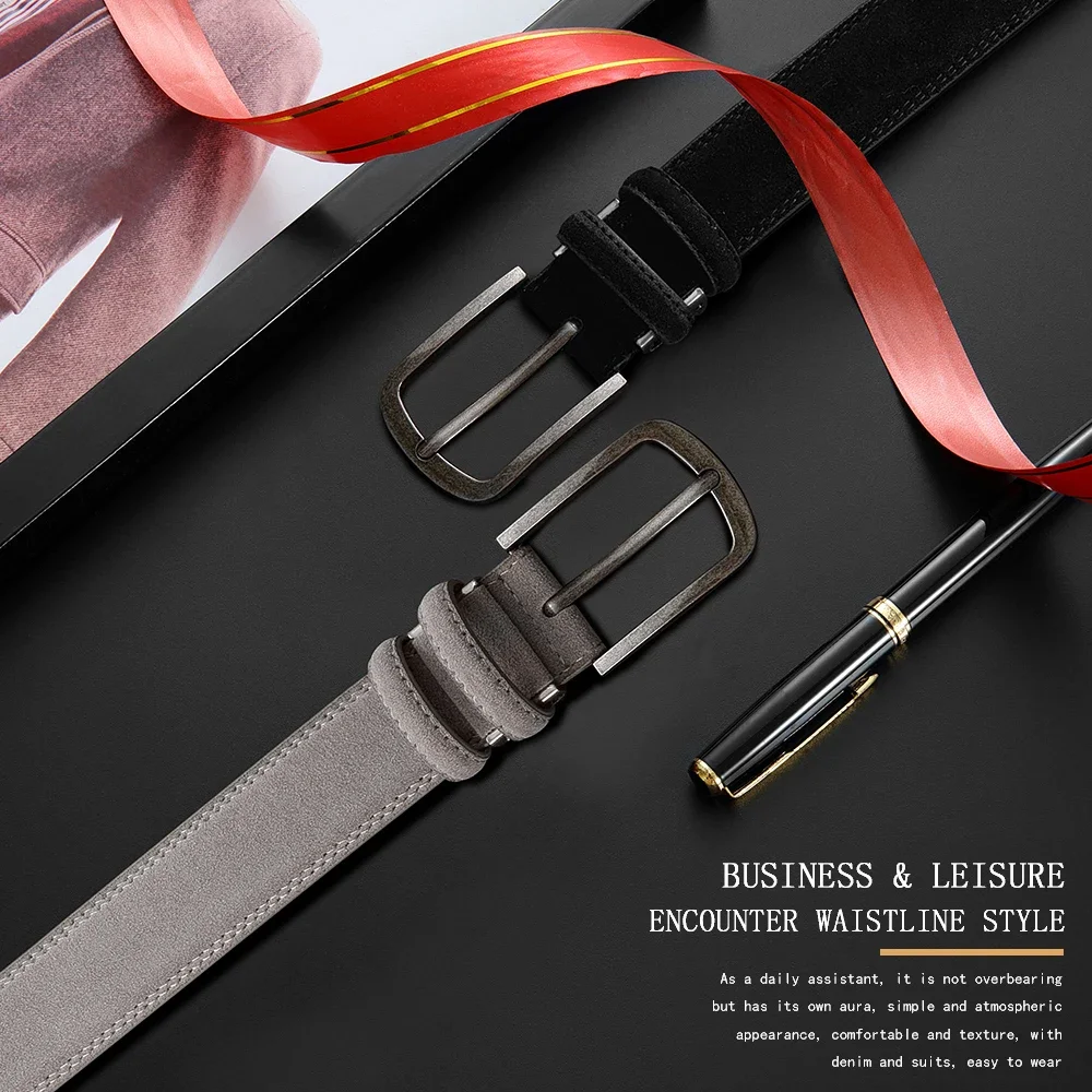 Unisex-Gürtel in Einheitsgröße aus PU-Leder für Damen, luxuriöser Designer-Jeansgürtel, modischer Wildledergürtel für Herren, Taillengürtel, 125–135 cm – Detail 6