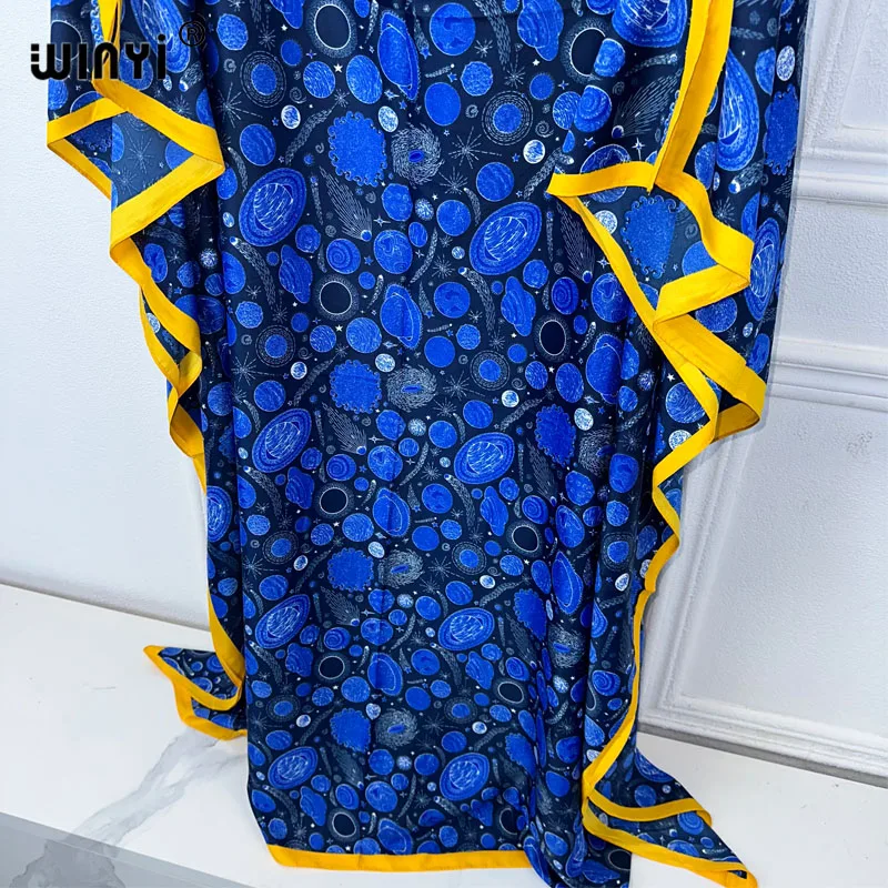 WINYI summer fashion dresses for women luxury flower print muslim woman dubai Free Size Design Maxi Loose African Elegant Dress