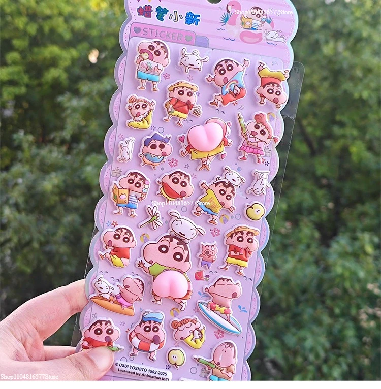Crayon shin-chan macio pinched feliz nádegas adesivo de descompressão das crianças 3d bolha adesivo caso do telefone decoração adesivo