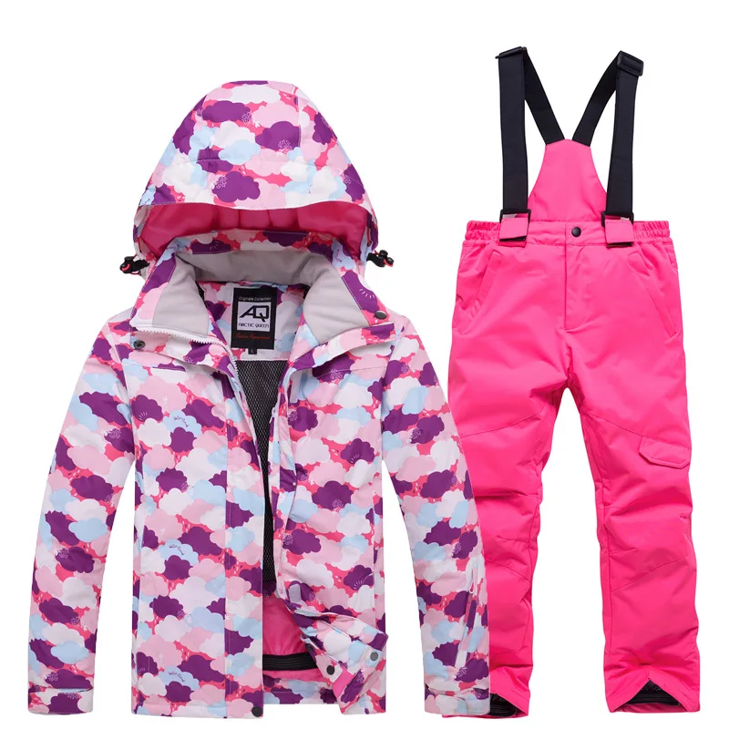 Ensembles de vêtements de plein air trempés de neige pour enfants, manteau de ski et pantalon à bretelles, olympiques pour enfants, moins chers, garçons et filles, 506