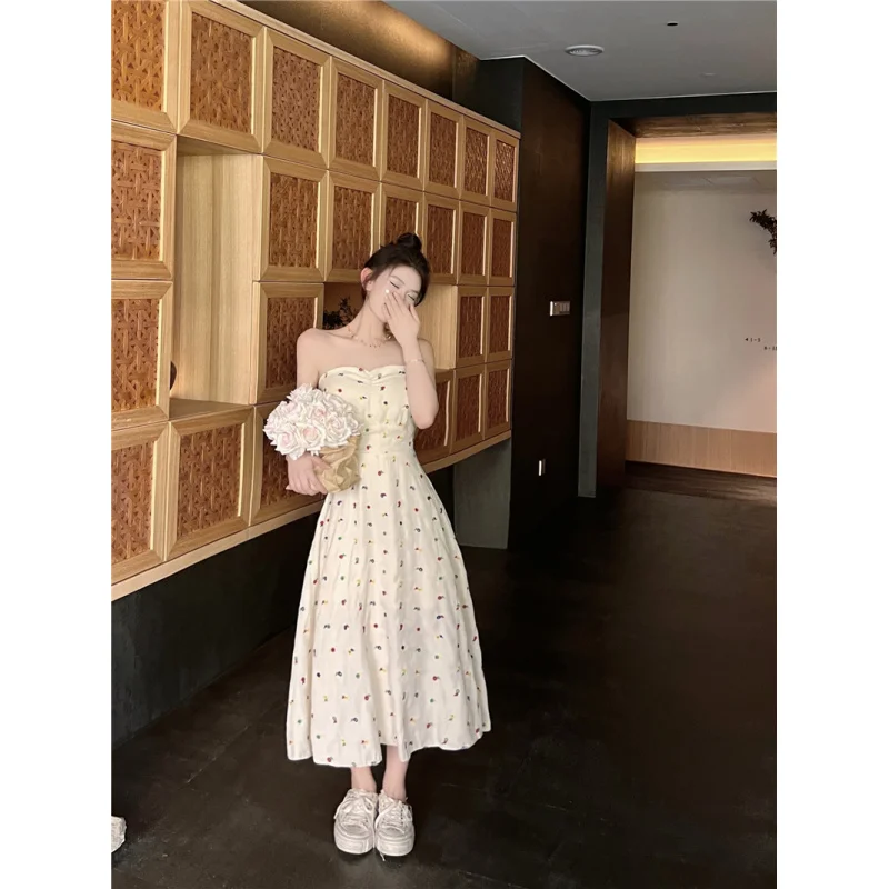 Real Shot! Real Price! Stars Falling on Skirt * Exclusive Romantic Strapless Floral Dress