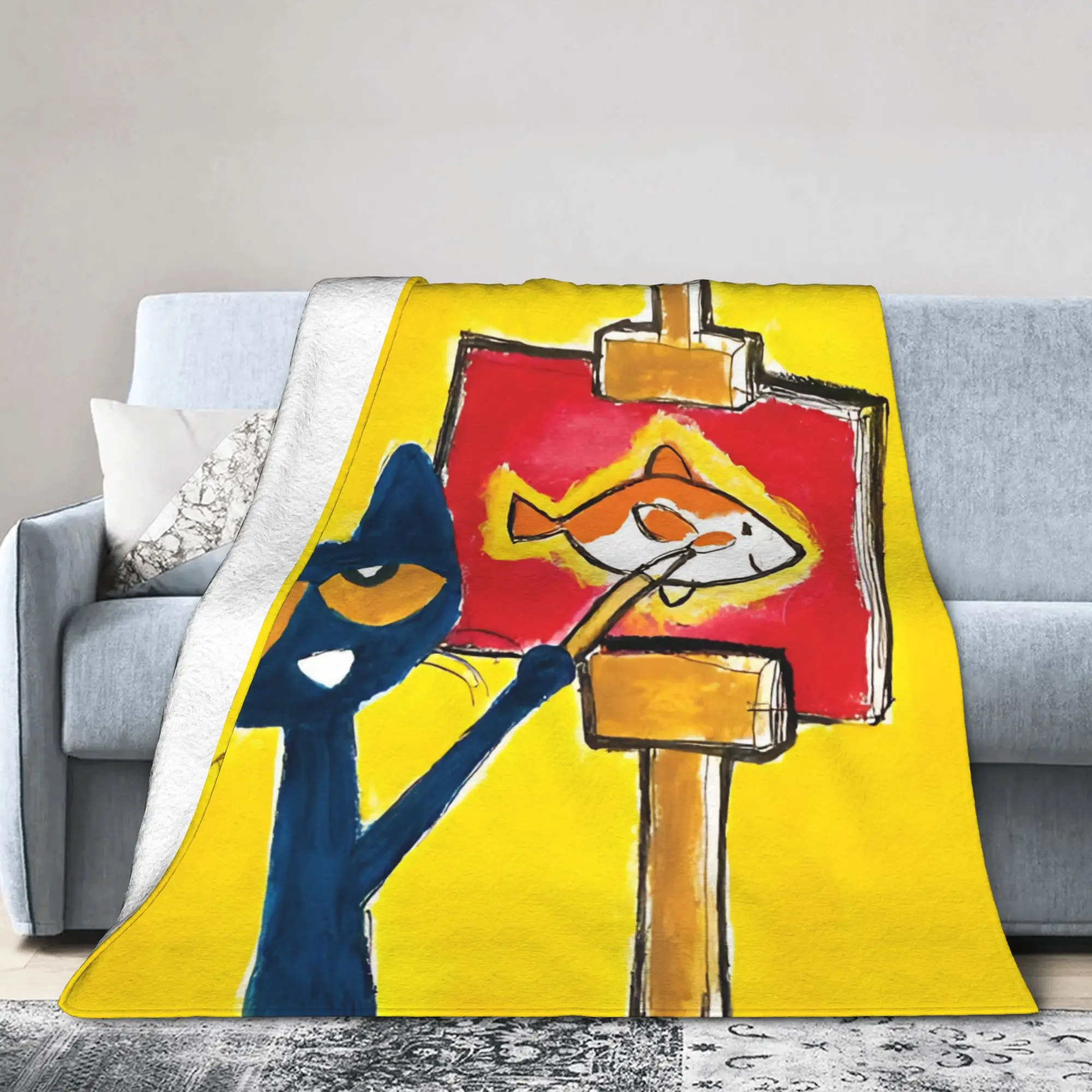 Pete the Cat  Blankets  Fleece Awesome Warm Throw Blankets for Bedding Lounge Textile Decor