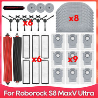 Fit For ( Roborock S8 MaxV Ultra ) Robot Vacuum Spare Parts Main Side Brushes Mop Cloths HEPA Filters Dust Bags Accessories