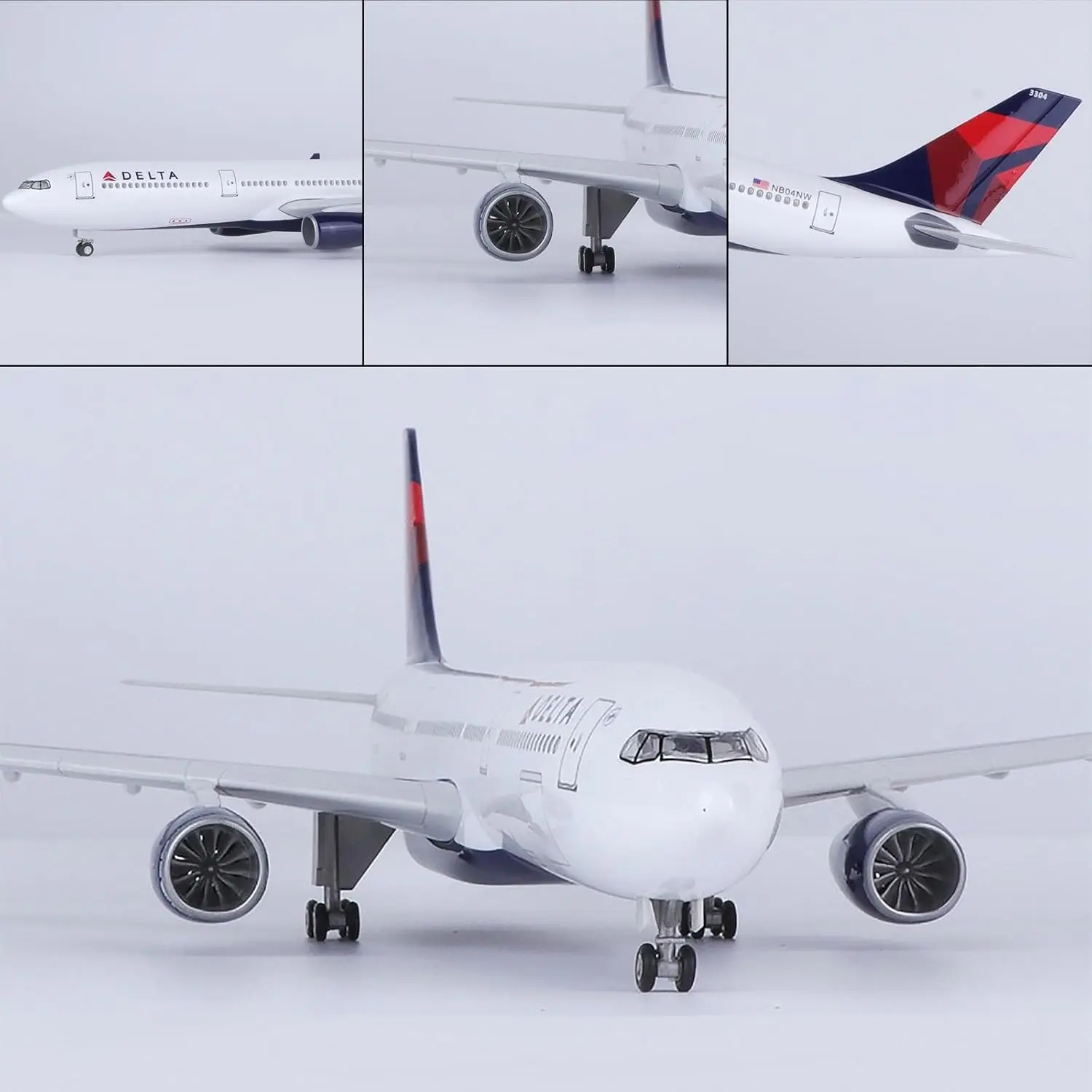 Display Plane 47CM 1/135 Scale Model Diecast Resin Airplane Airbus A330 Delta Airline Airways With Light Wheel Collection