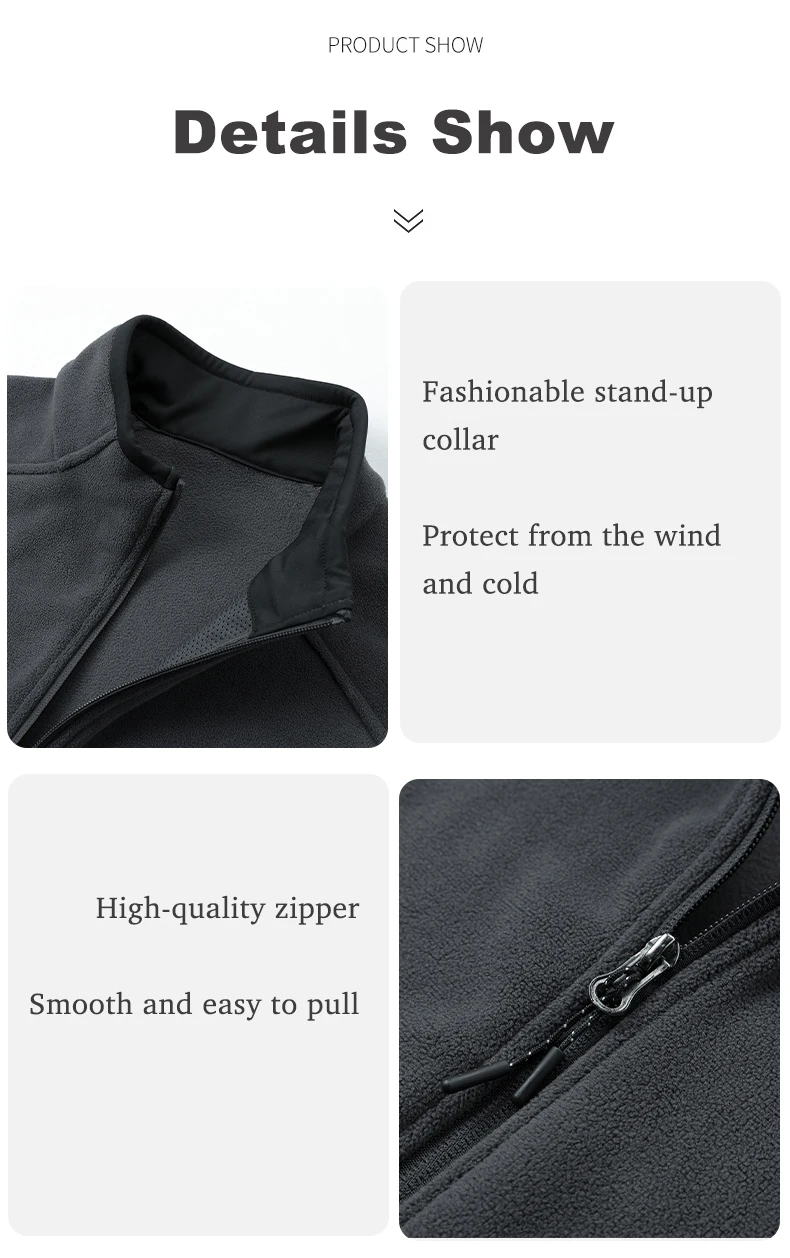 JNLN Herren Damen Winter-Fleecejacke, Outdoor, winddicht, Thermo-Fleece-Kleidung, Unisex, Wandern, Camping, Klettern, Sportmantel – Detail 20