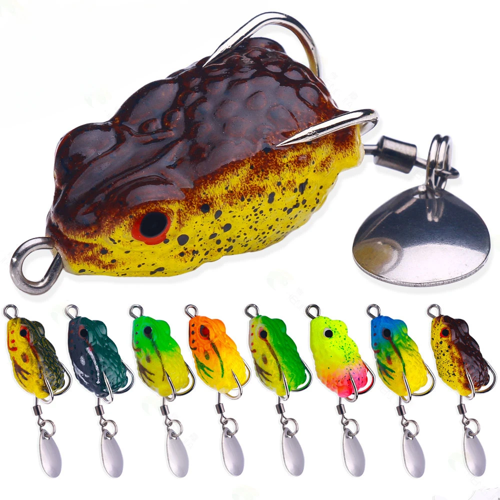 

8 Colors Floating Soft Frog Fishing Lure 2.5cm 3.1g Silicone Bait Top water Ray Frog with Double Hook Lifelike Fishing Baits