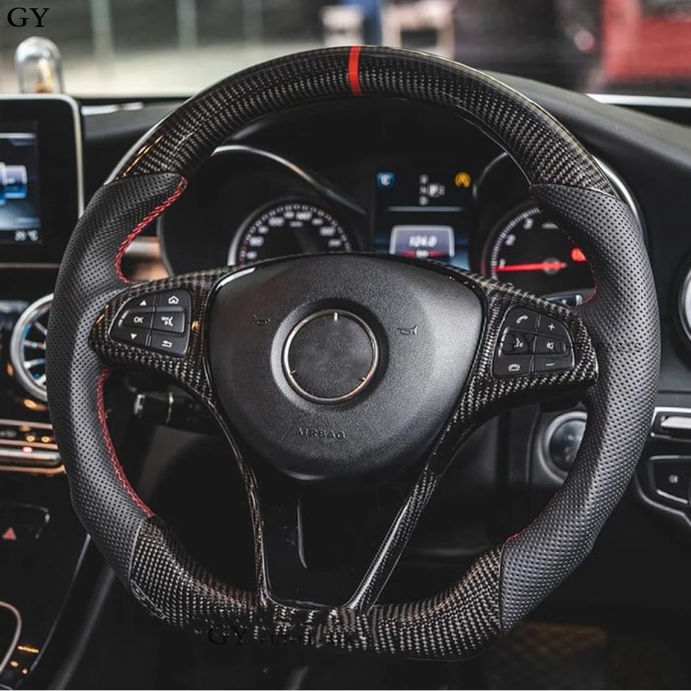 For Benz Mercedes LED Sport  Steering Wheel  A C E CLS CLA GLE GLS GLA GLC 2012-2019  Carbon Fiber Customized