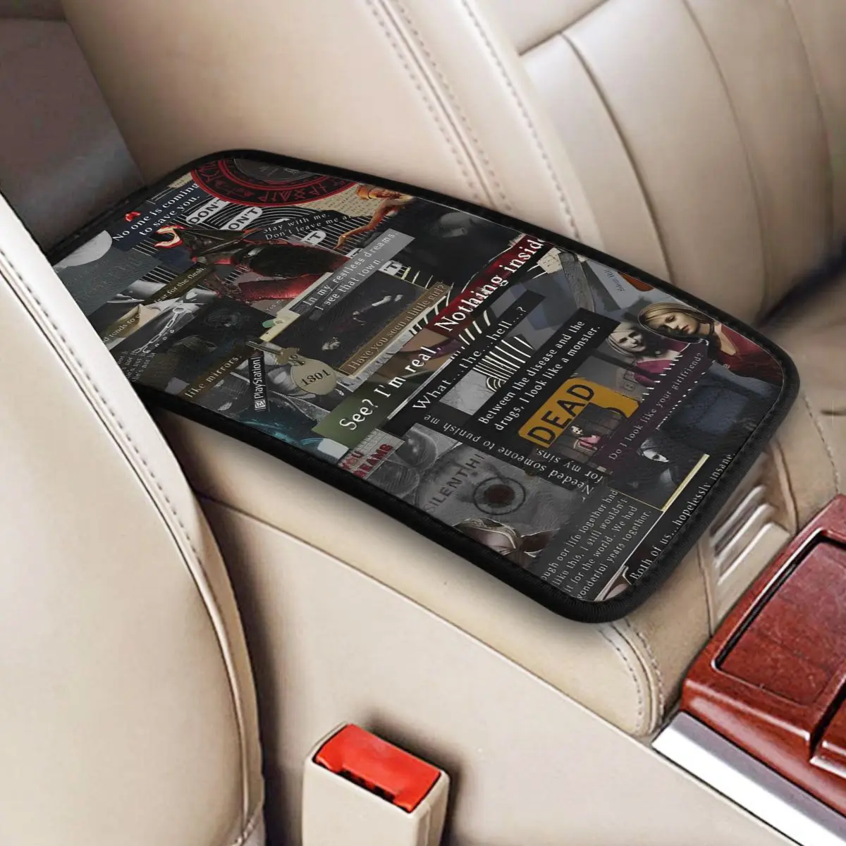 Center Console Cover Pad Silent Hill Horror Video Games Car Armrest Cover Mat Auto Interior