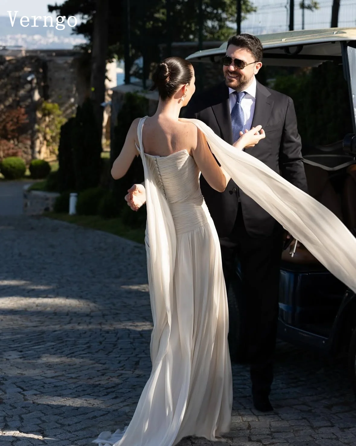 Verngo Lvory Szyfonowa Suknia Wieczorowa Bez Ramiączek Plisowana Linia A Suknie Balowe Eleganckie Damskie Suknie Balowe Szyte na Miarę