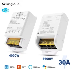 6600W/4000W Tuya WiFi Switch Module Smart Home DIY Breaker Relay AC 85-250V Smart Life APP Supports Alexa Google Home Assistant