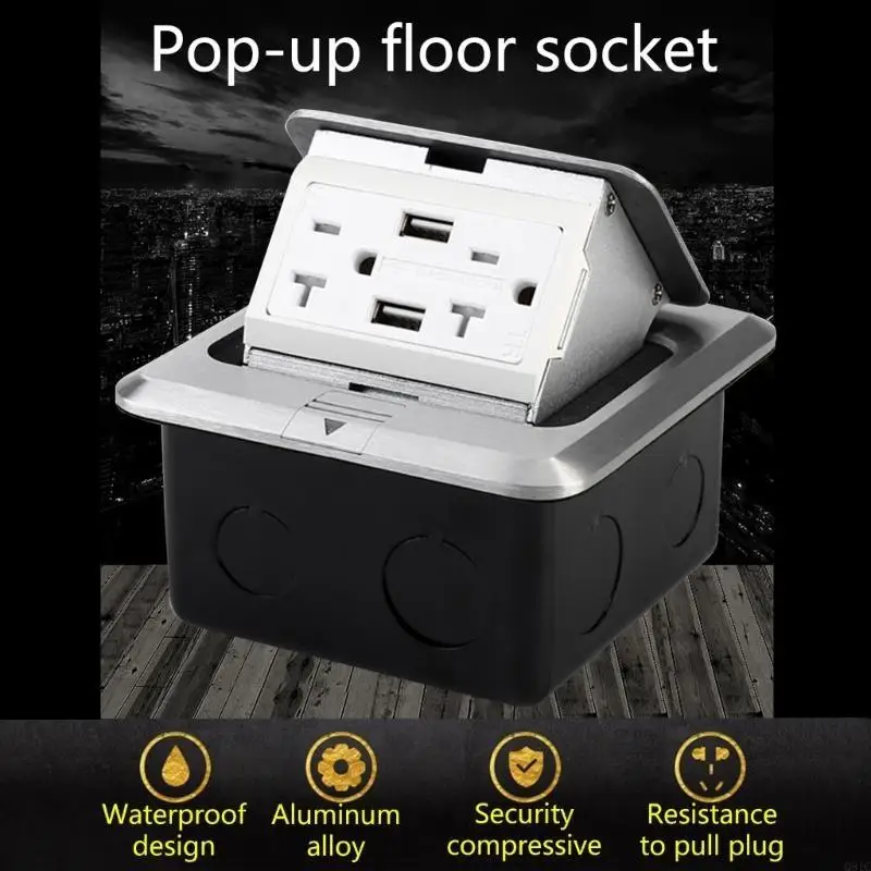 

Q81C US Standard Pop-up Outlet Box Pop-up Table Sockets Pop-up Floor Sockets Aluminum Alloy Material 3 Way 2 Way Outlet Box