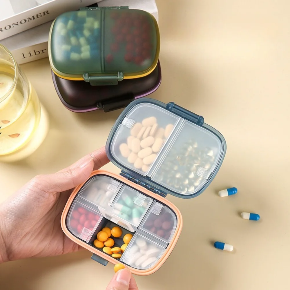 New Weekly Premuim Small Portable Travel 8 Grids Pill Organizer Box Cases Container Storage for Tablet Medicine Vitamin FishOils