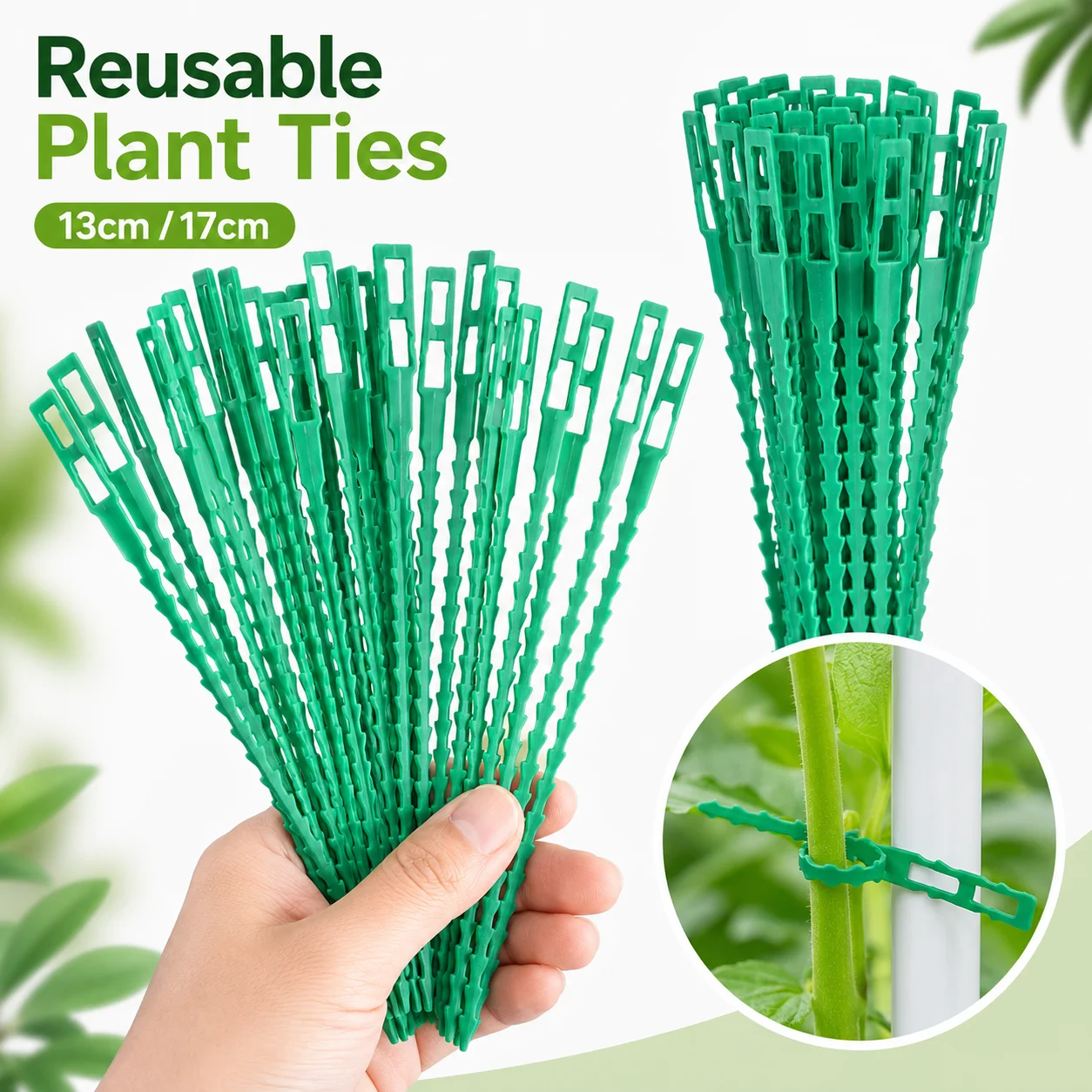 50/100PCS Reusable Adjustable Nylon Plant Ties 13/17cm Self Locking Garden Straps for Tomato Vine Climbing Flower Stem Support